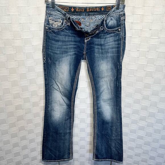 Rock Revival Lonnie Easy Boot Stretch Jeans Women’s Size 28 Thick Stitch - Picture 6 of 11